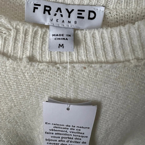 Frayed Denim Gwen Distressed Sweater color Marshmallow size MEDIUM NEW - Picture 8 of 13